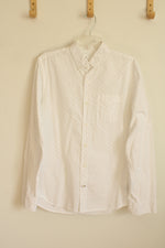 Gap White with Black Dots Cotton LS Button-down Shirt | M
