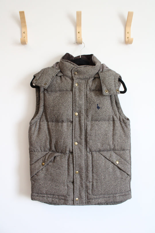 Jack Wills Brown Twill Hooded Puffer Vest | XS