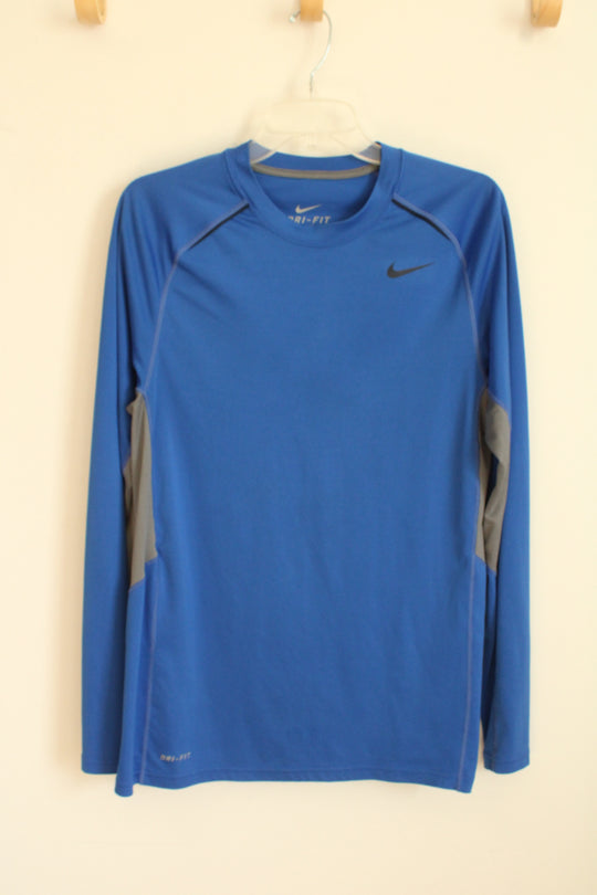 Nike Dry Fit Royal Blue and Gray LS Athletic Shirt  | S