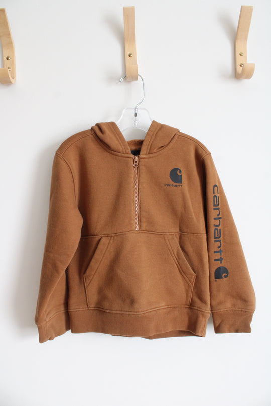Carhartt Brown 1/2 Zip Hooded Jacket | 4T