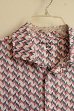 Kenneth Cole White Blue and Pink Printed Athletic Polo | S