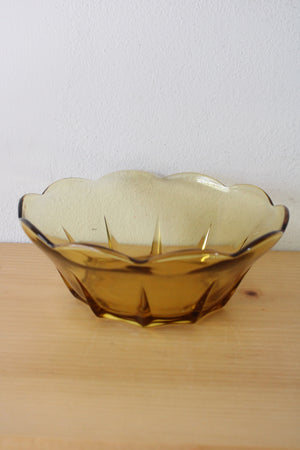 Scalloped Vintage Yellow Glass Bowl | 8"