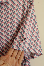 Kenneth Cole White Blue and Pink Printed Athletic Polo | S