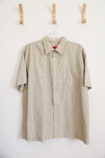 Izod Tan Windowpane Button Down Shirt | XL