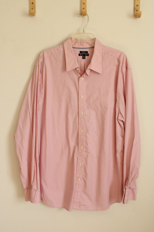 Gap Pink Pinstripe Cotton LS Button-down Shirt | XXL