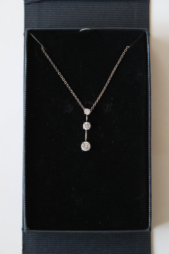 Triple Drop Stone Sterling Silver Necklace