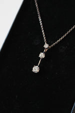 Triple Drop Stone Sterling Silver Necklace