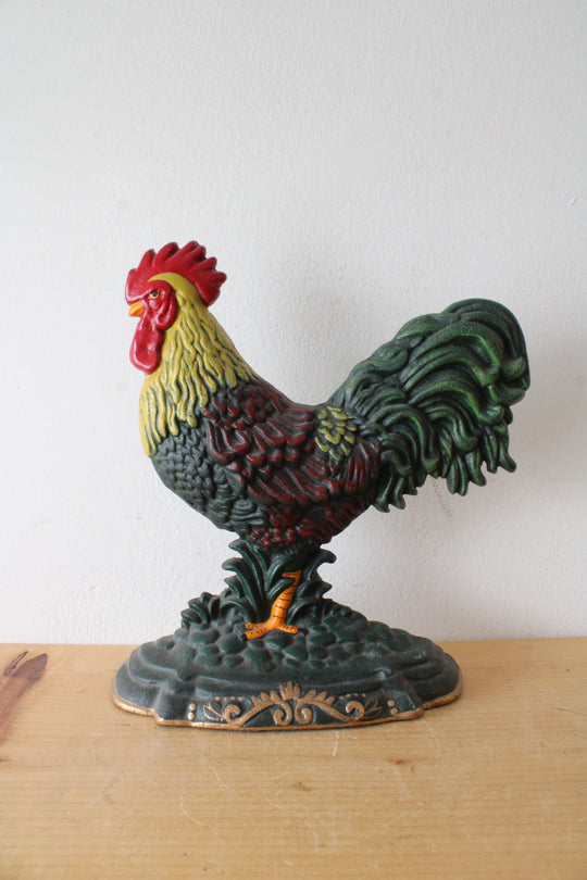 Vintage Cast Iron Rooster Door Stop