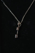 Triple Drop Stone Sterling Silver Necklace