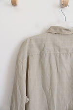 Izod Tan Windowpane Button Down Shirt | XL