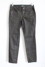Ann Taylor LOFT Green Coated Faux Leather Jeans | 2 Petite