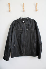 Black Faux Leather Jacket | XL