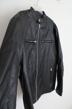 Black Faux Leather Jacket | XL