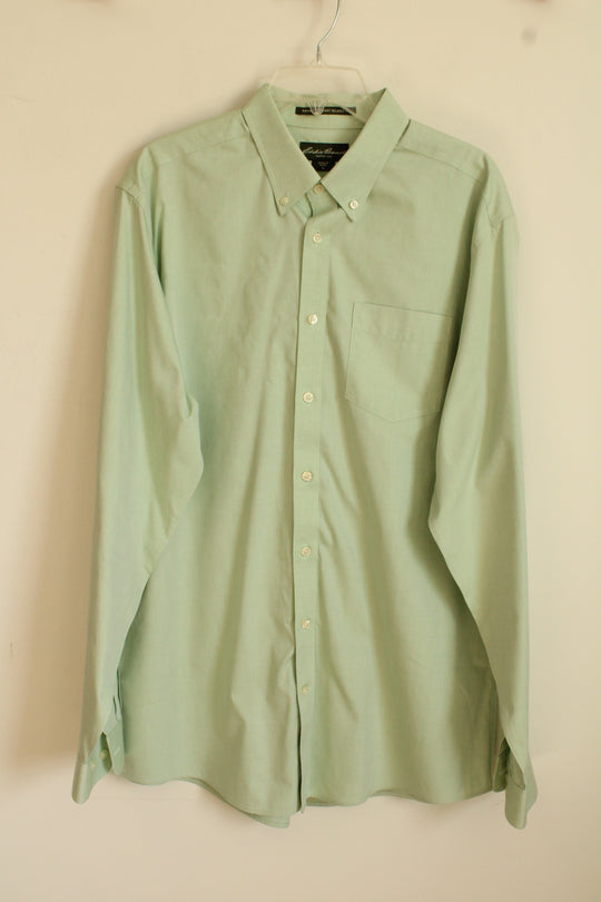Eddie Bauer Cotton Mint Green LS Button-down Shirt  | L-T