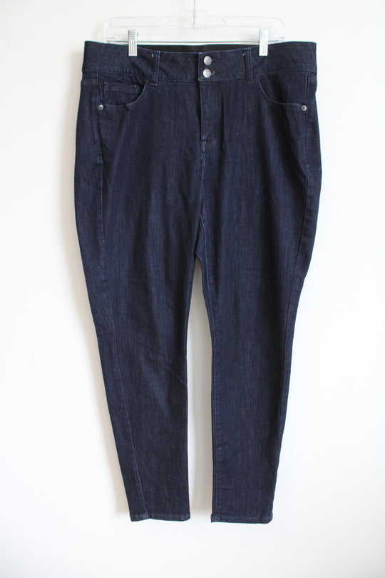 Lane Bryant Venezia Elastic Waistband Dark Wash Skinny Jeans | 16