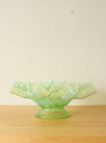 Green & Blue Crimped Glass Flower Impression Dish
