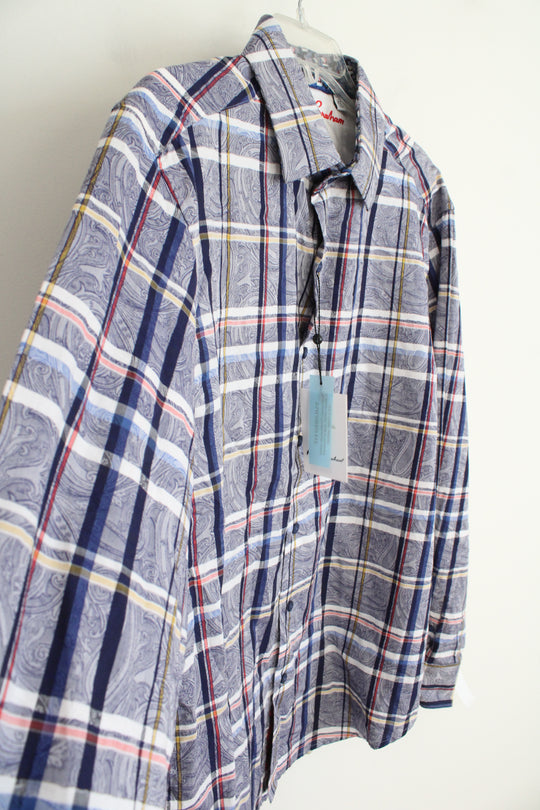 NEW Robert Graham Waldoff Blue Plaid & Paisley Button Down Shirt | XL