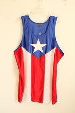 Mazzi Blue White and Red Puerto Rican Flag Jersey Tank | XL