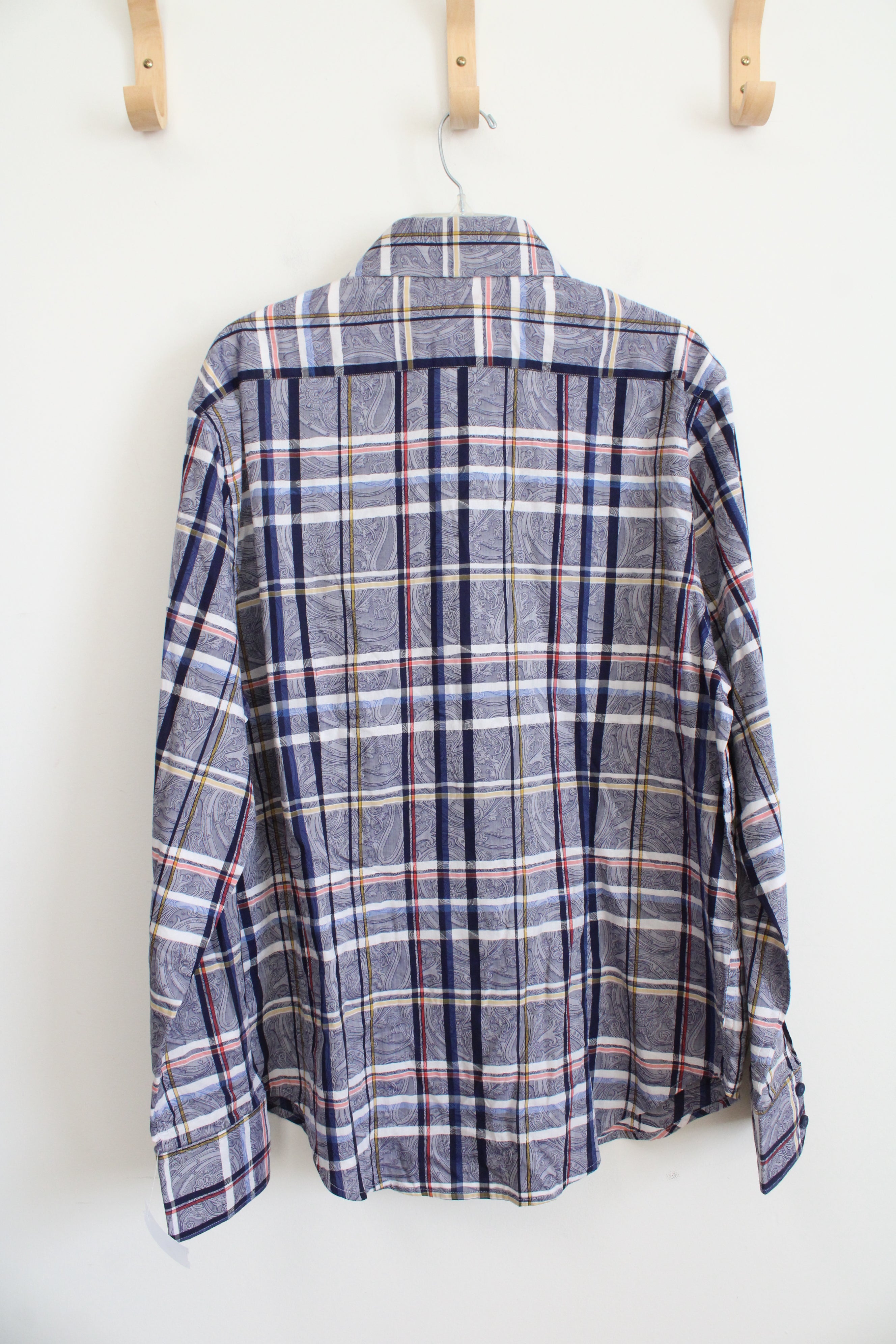 NEW Robert Graham Waldoff Blue Plaid & Paisley Button Down Shirt | XL