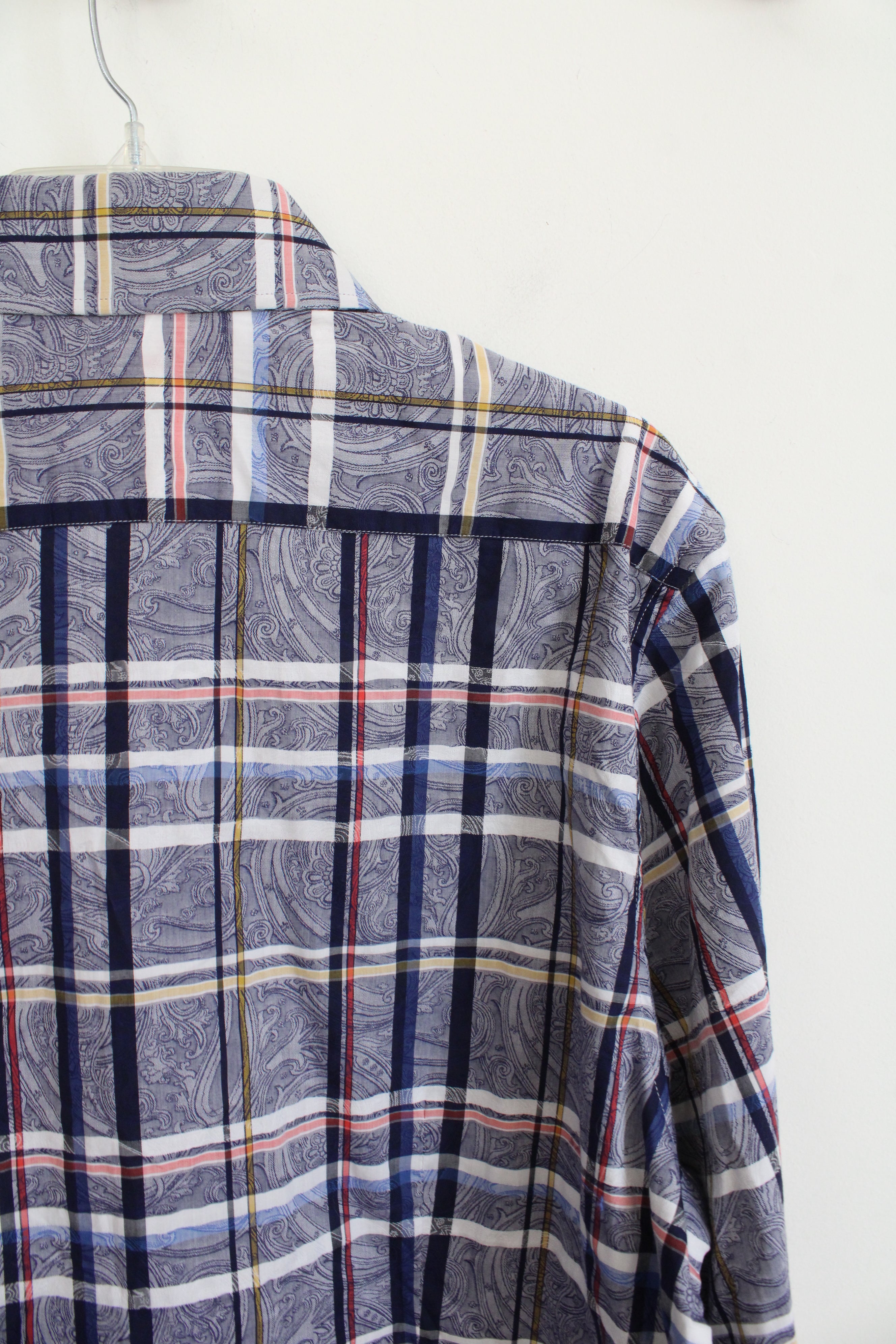 NEW Robert Graham Waldoff Blue Plaid & Paisley Button Down Shirt | XL