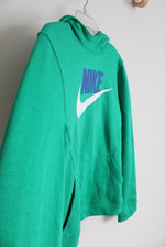 Nike Kelly Green Blue & White Logo Hoodie | Youth L