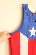 Mazzi Blue White and Red Puerto Rican Flag Jersey Tank | XL
