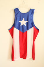 Mazzi Blue White and Red Puerto Rican Flag Jersey Tank | XL