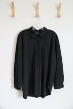 NEW Lysse Black 1/4 Button Down Black Top | L