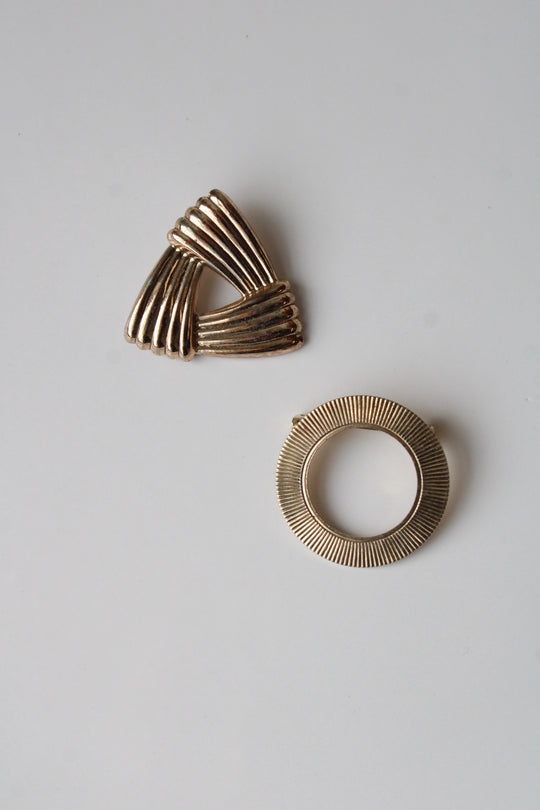 Gold Finish Circle & Triangle Pin