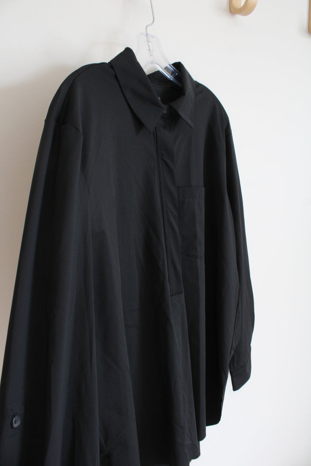 NEW Lysse Black 1/4 Button Down Black Top | L