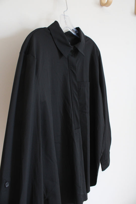 NEW Lysse Black 1/4 Button Down Black Top | L