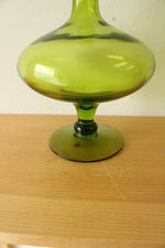 Blenko Wayne Husted Footed Green Glass Decanter