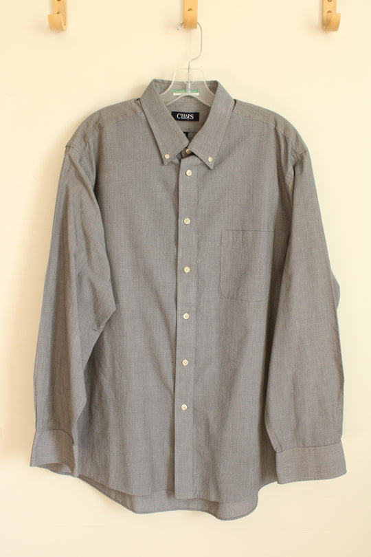 Chaps Gray Mini Plaid LS Button-down Shirt | XL