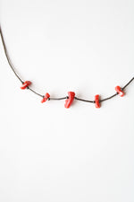 Liquid Silver Red Turquoise Puka Shell Style Beaded Necklace