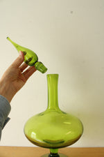 Blenko Wayne Husted Footed Green Glass Decanter