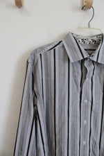 Robert Graham Gray & Black Striped Button Down Shirt | L
