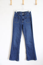 Aeropostale High Rise Flare Patch Pocket Jeans | 4 Reg