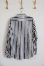 Robert Graham Gray & Black Striped Button Down Shirt | L