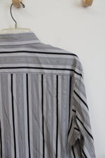 Robert Graham Gray & Black Striped Button Down Shirt | L