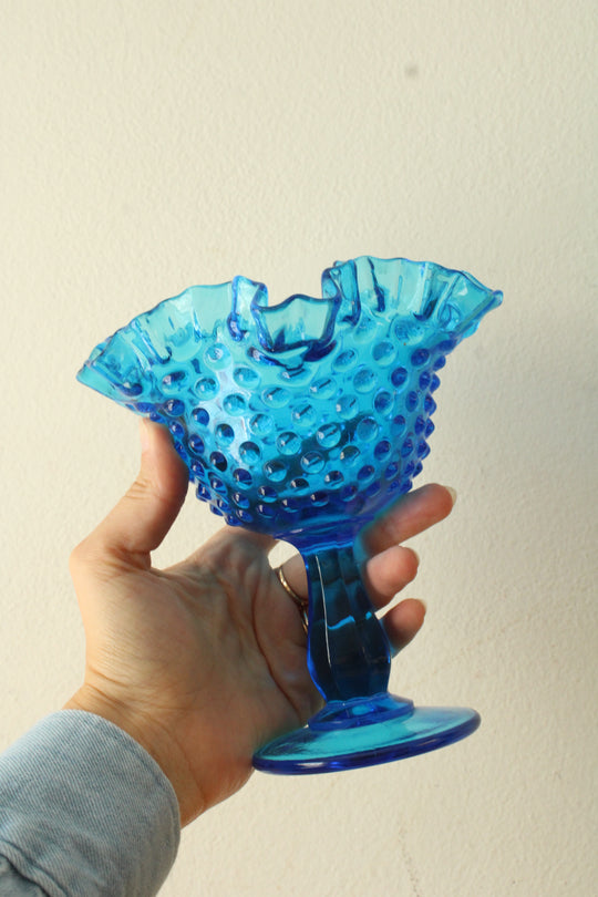Fenton Blue Hobnail Compote Candy Dish