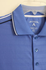 Antiqua Blue Athletic Polo Shirt with Black and White Piping | M