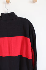 Black Red Striped Quarter Zip Sweatshirt | XL