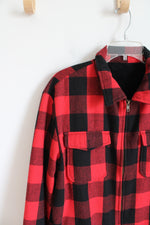 Black & Red Buffalo Plaid Fleece Lined Full Zip Jacket | L