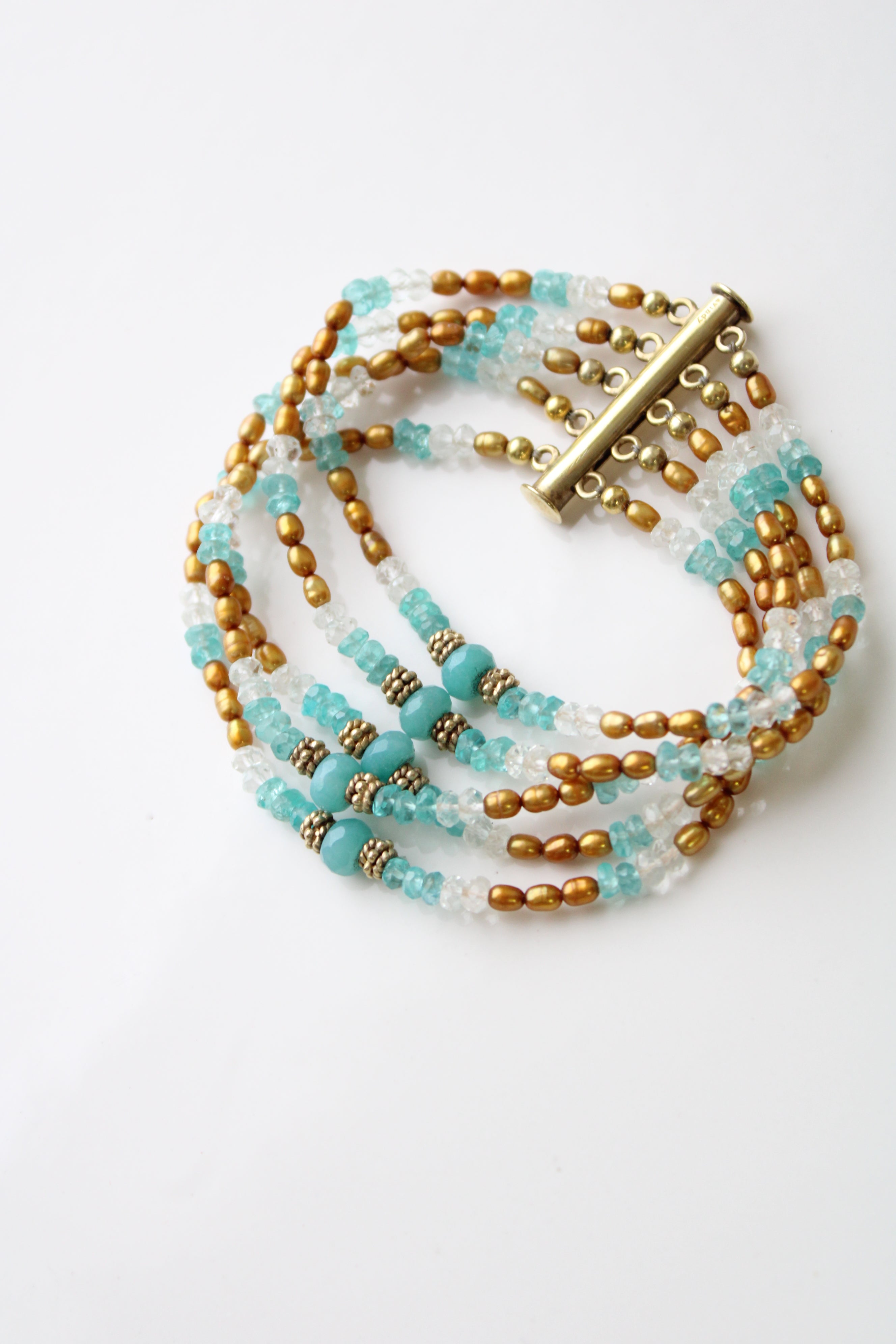 Avindy India Blue Gold Beaded Bracelet