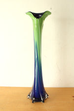 Blue Green Jack-In-The-Pulpit Blown Glass Vase