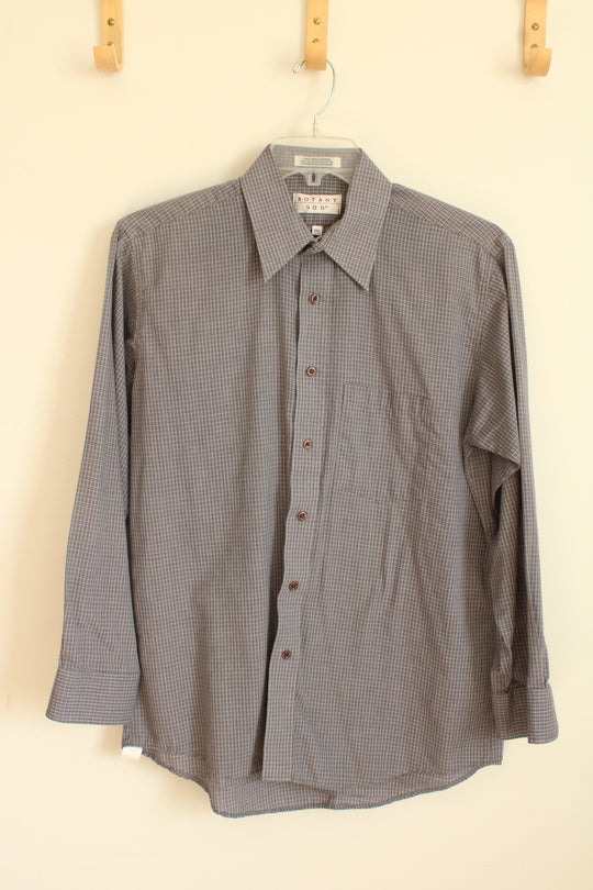 Botany 500 Tan and Light Blue Mini Plaid LS Button-down Shirt | M