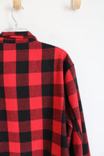 Black & Red Buffalo Plaid Fleece Lined Full Zip Jacket | L