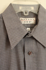 Botany 500 Tan and Light Blue Mini Plaid LS Button-down Shirt | M