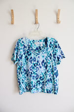 Alfred Dunner Blue & White Patterned Top | L