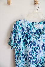 Alfred Dunner Blue & White Patterned Top | L